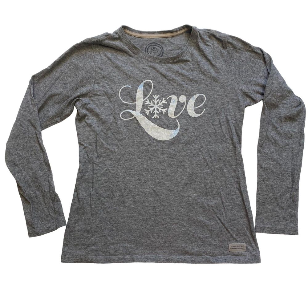 CHRISTMAS woman's size medium M Life is Good Love snowflake classic holiday top